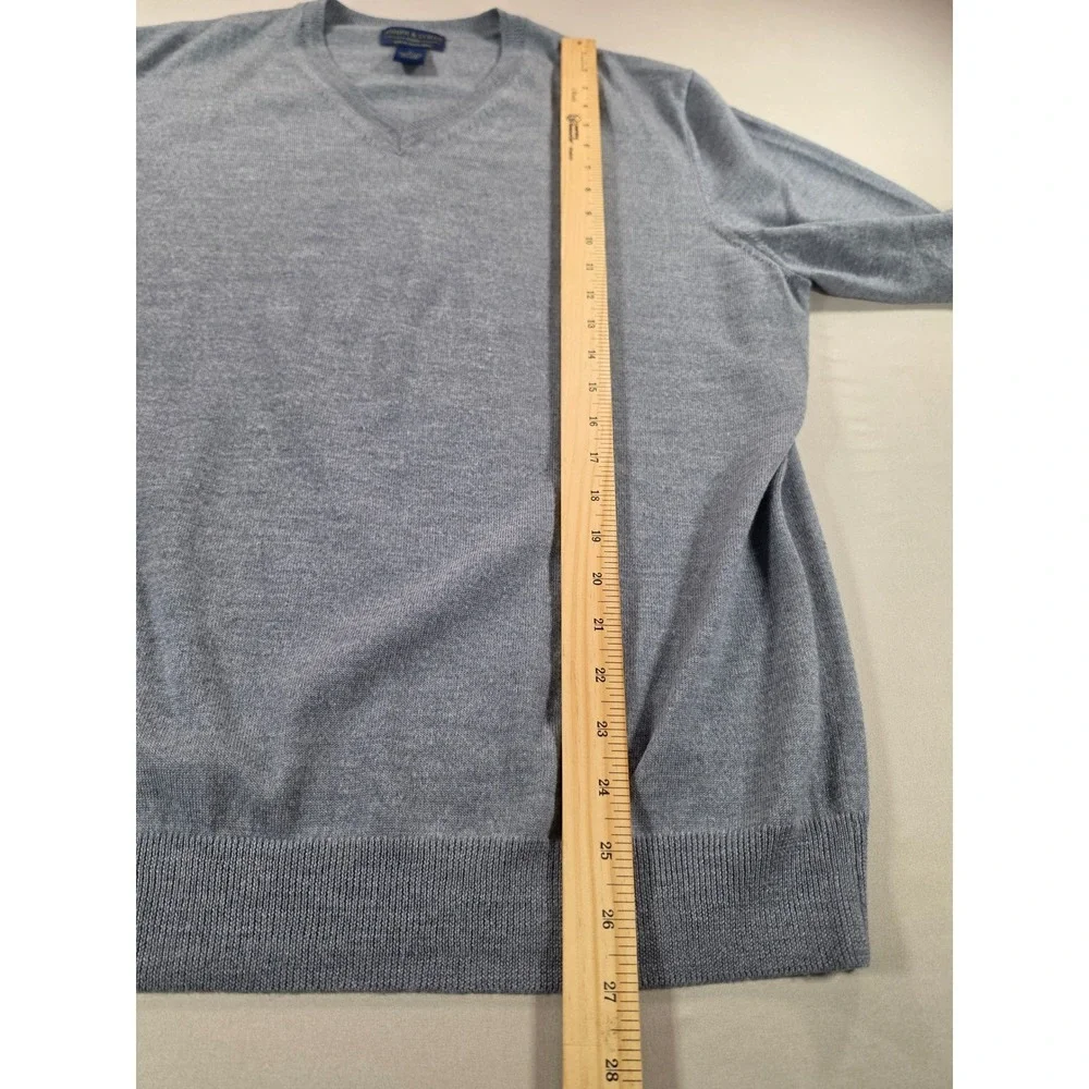 Joseph & Lyman Mens Blue 100% Italian Merino Wool V-Neck Sweater Size L